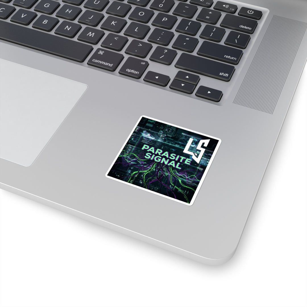 Parasite Signal — Cyberpunk Tech Laptop Decal