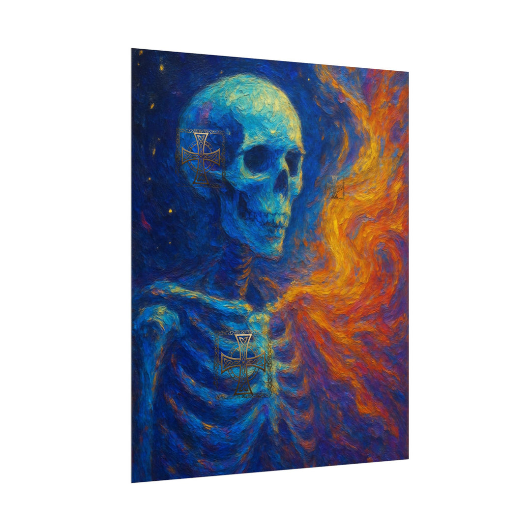 Vibrant Skeleton Wall Art Poster, Unique Home Decor, Halloween Decor, Gift for Art Lovers, Colorful Skeleton Print