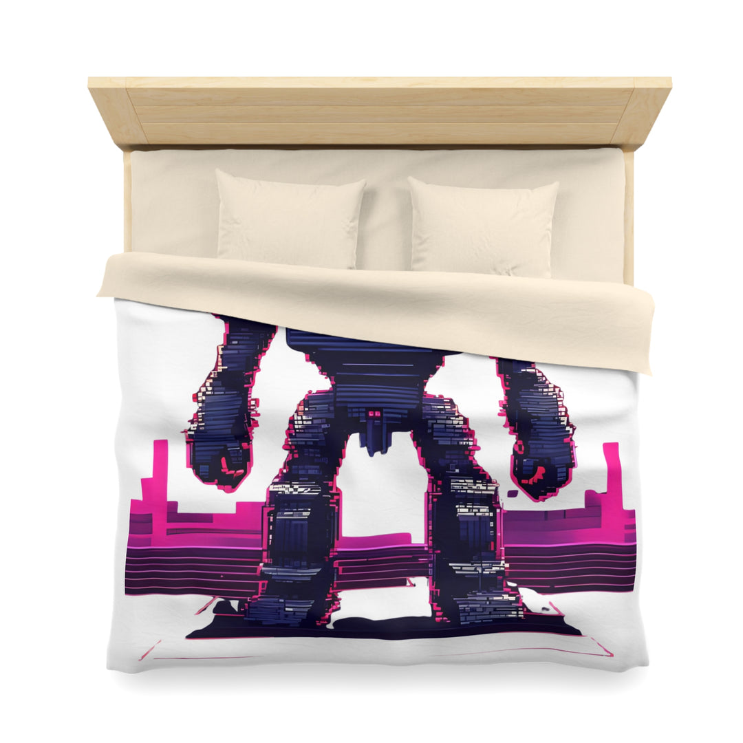 Low SignalX™ Sentinel Robot Duvet Cover — Cyberpunk Geometric Bedding