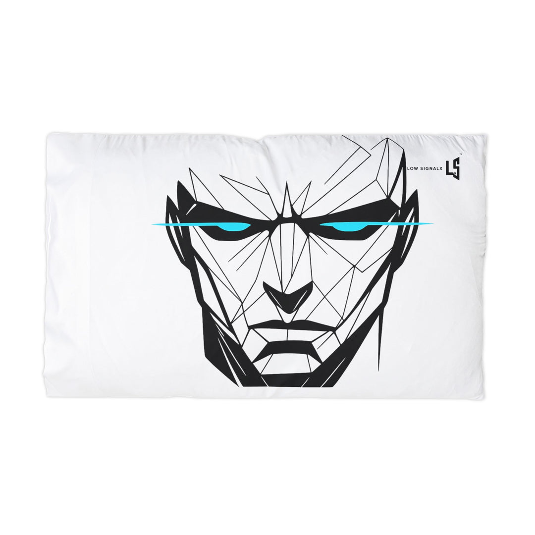 Low SignalX™ “Stay Sharp” Geometric Face Pillowcase — Cyberpunk Minimal Home Decor