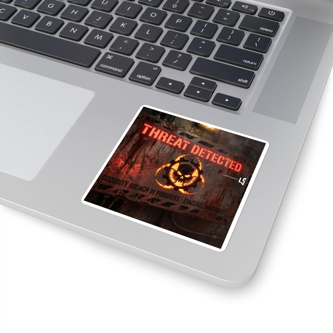 Threat Detected Square Sticker — Biohazard Warning Graphic