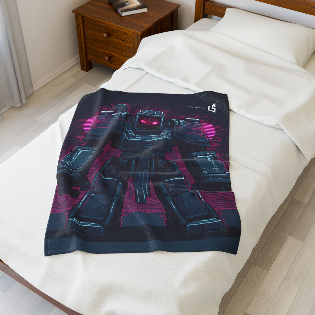Futuristic Robot Plush Blanket, Cozy Throw for Gaming, Cyberpunk Decor, Ideal Gift for Tech Lovers, Warm Soft Blanket