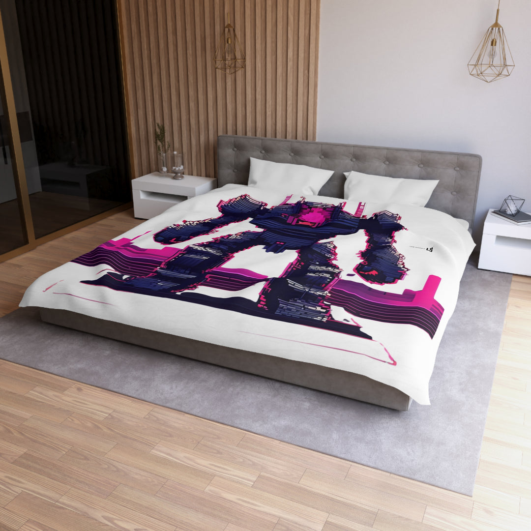 Low SignalX™ Sentinel Robot Duvet Cover — Cyberpunk Geometric Bedding