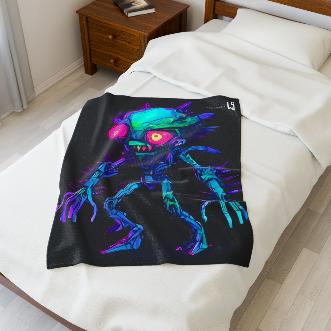 Funky Alien Velveteen Plush Blanket, Cozy Throw for Sci-Fi Lovers, Perfect for Movie Nights, Unique Gift for Birthdays, Ideal for Home Decor