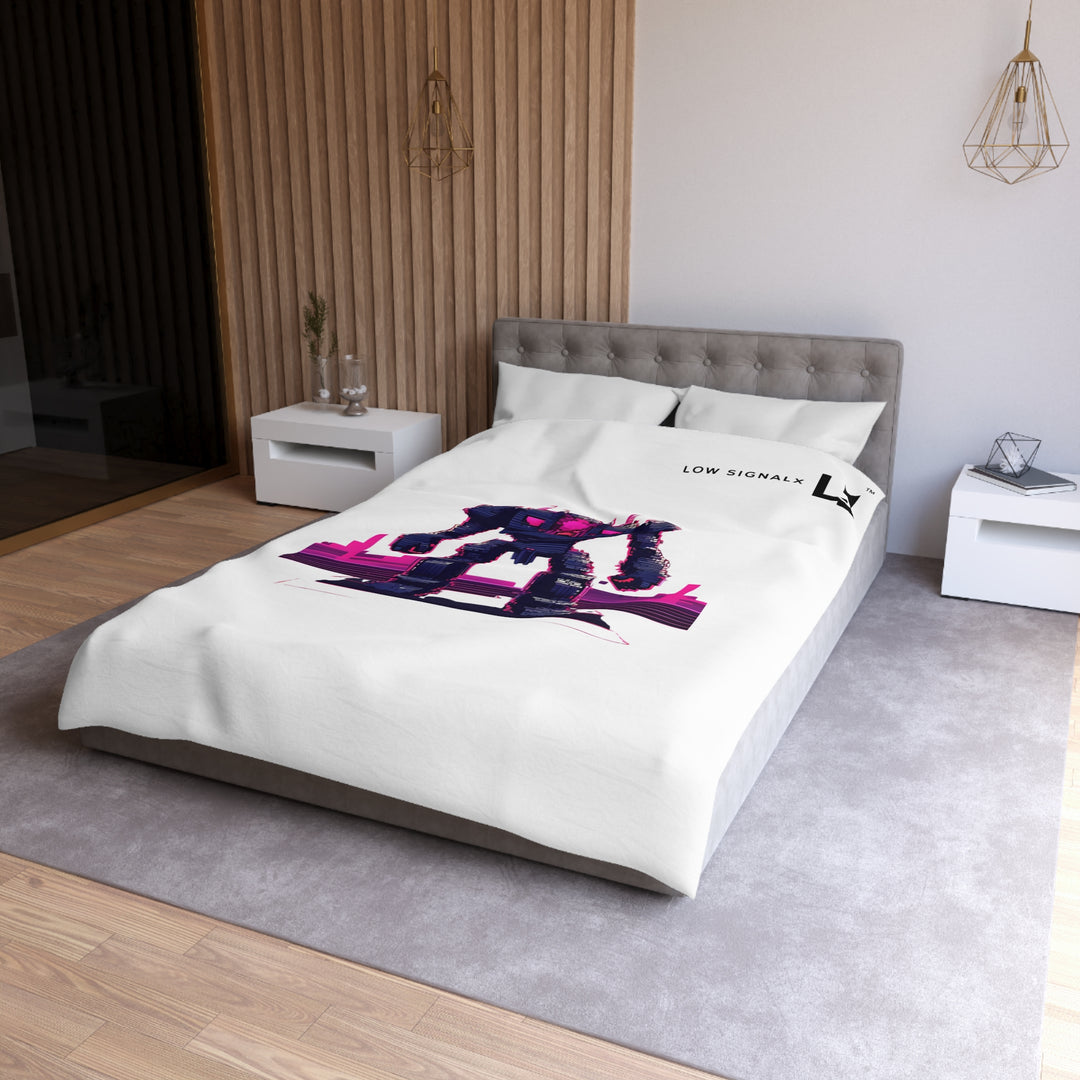Futuristic Robot Microfiber Duvet Cover, Geek Home Decor, Gift for Gamers, Cyberpunk Bedroom, Unique Bedding