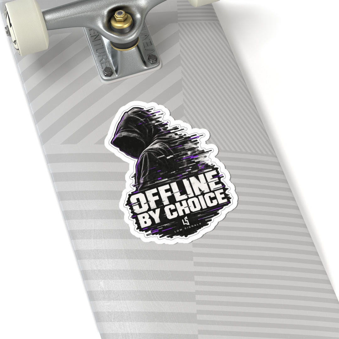 Offline by Choice — Low SignalX Glitch Figure Kiss-Cut Sticker