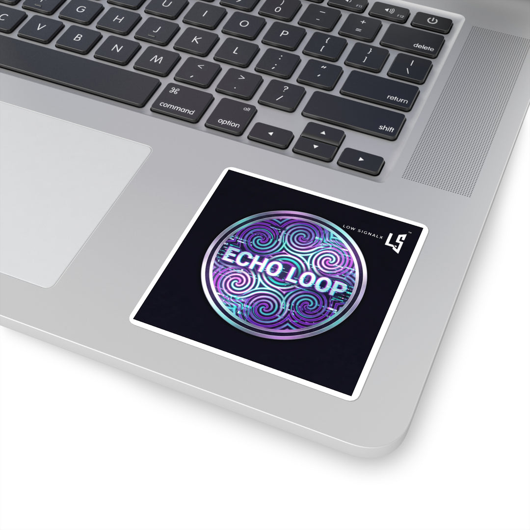 Echo Loop — Holographic Swirl Tech Logo Sticker for Laptops & Gear