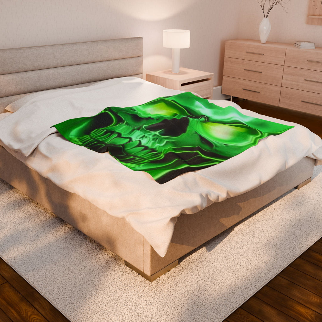 Spooky Skull Velveteen Plush Blanket | Cozy Halloween Decor, Soft Throw Blanket, Unique Gift for Halloween Lovers, Home Accent