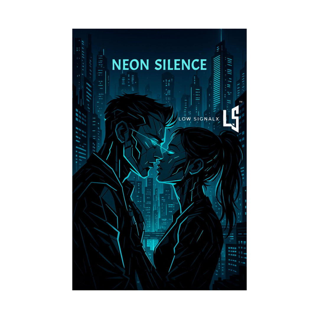 Neon Silence — Cyberpunk Matte Vertical Poster | Low SignalX