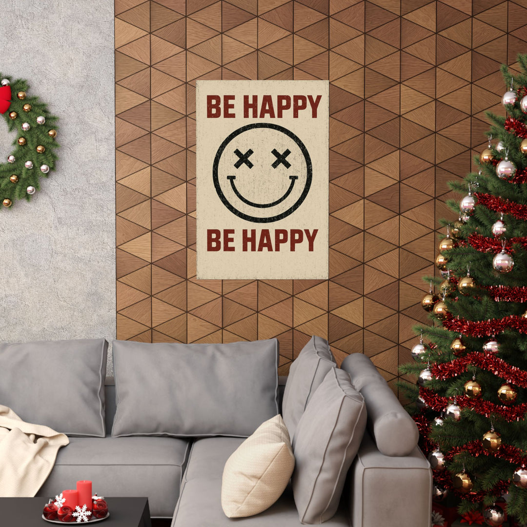 Be Happy Poster, Inspirational Wall Art, Motivational Decor, Vintage Style, Home Office Decoration, Gift for Friends