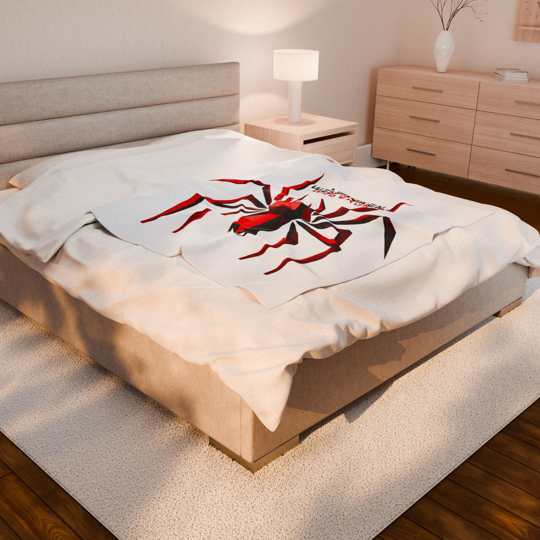 Spooky Spider Velveteen Plush Blanket - Cozy Halloween Décor, Gift for Horror Fans, Soft Throw for Fall, Unique Home Comfort