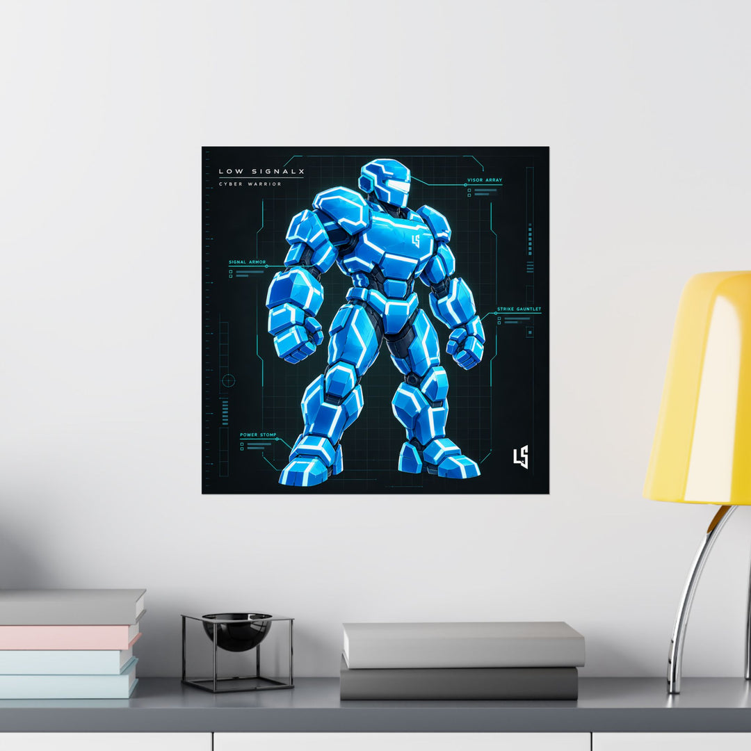 Low SignalX™ Cyber Warrior — Armor Blueprint Matte Poster