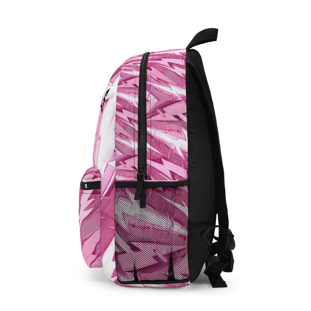 Vibrant Pink Lightning Pattern Backpack - Stylish and Functional for School or Travel