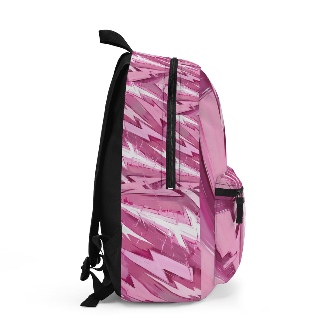 Vibrant Pink Lightning Pattern Backpack - Stylish and Functional for School or Travel