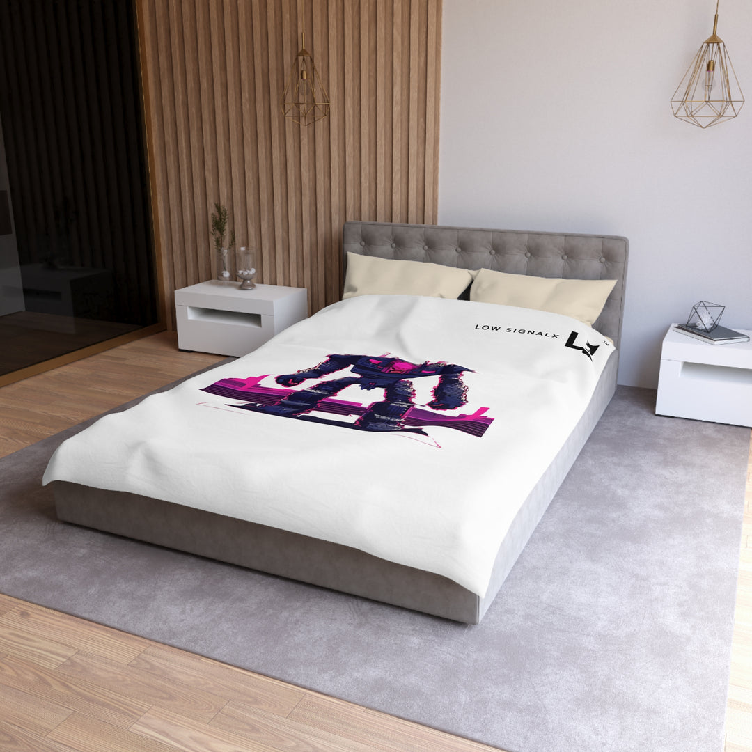 Futuristic Robot Microfiber Duvet Cover, Geek Home Decor, Gift for Gamers, Cyberpunk Bedroom, Unique Bedding