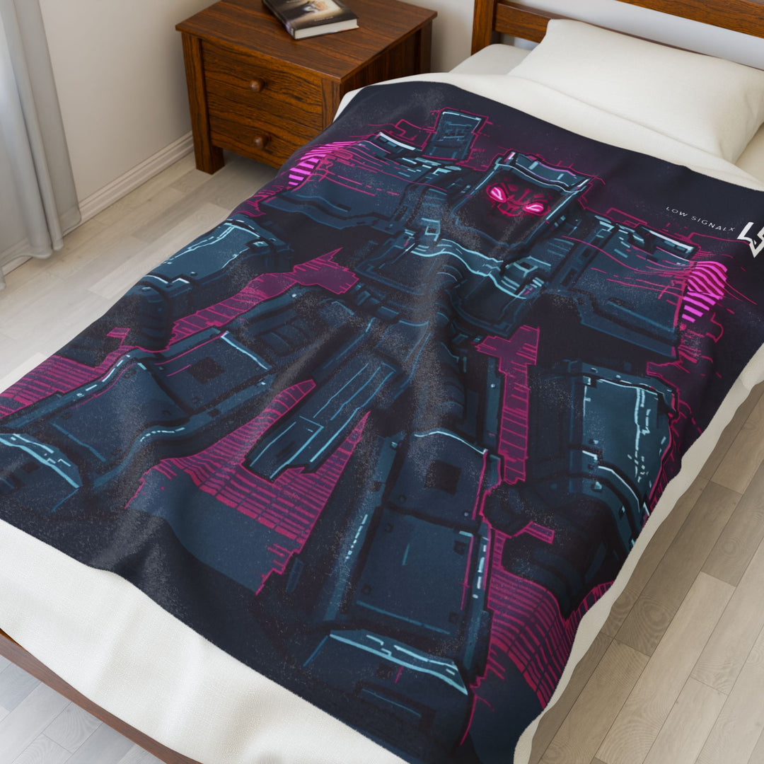 Futuristic Robot Plush Blanket, Cozy Throw for Gaming, Cyberpunk Decor, Ideal Gift for Tech Lovers, Warm Soft Blanket