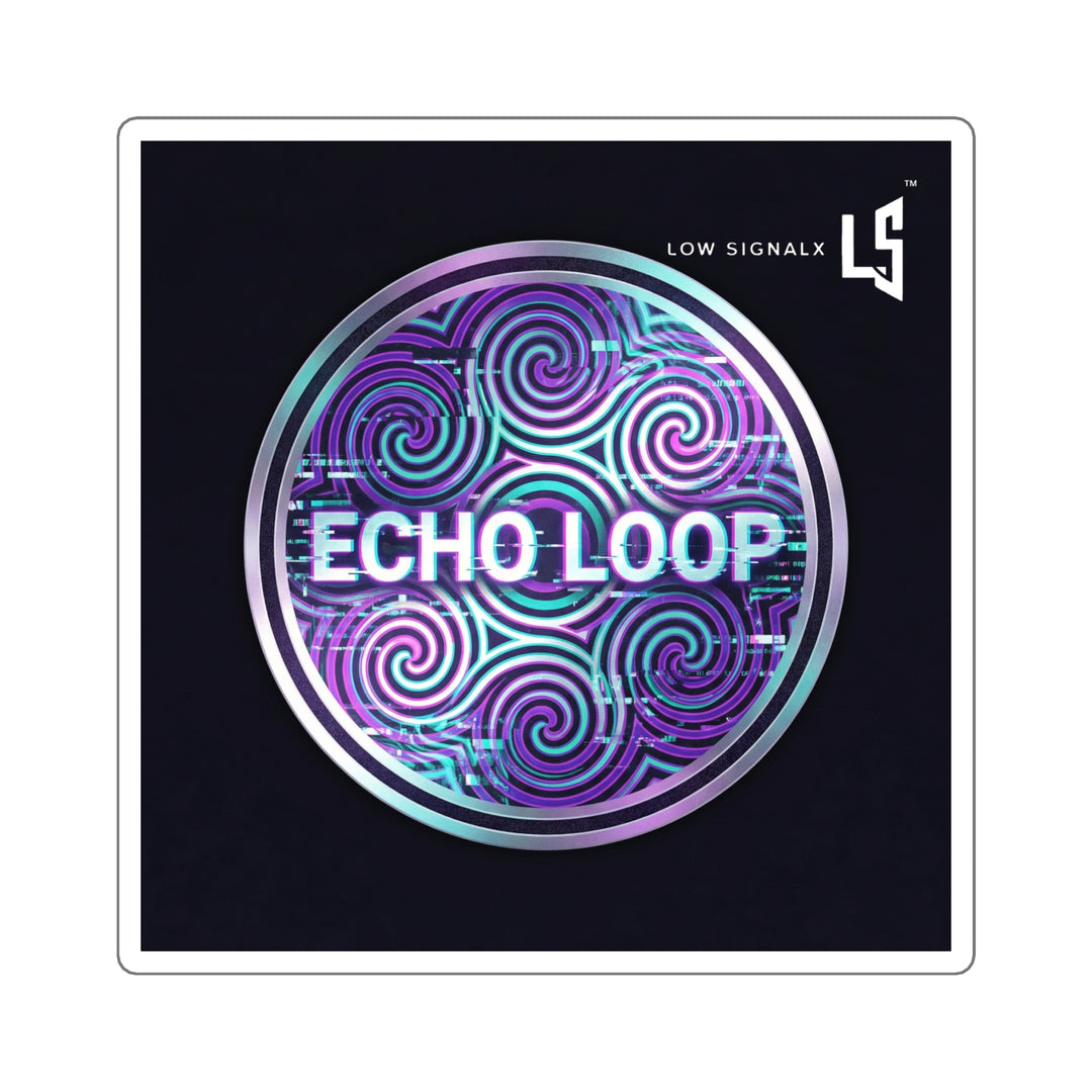 Echo Loop — Holographic Swirl Tech Logo Sticker for Laptops & Gear