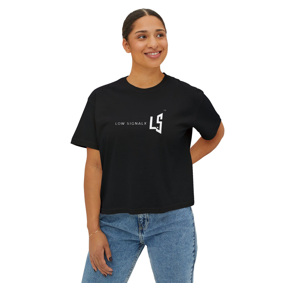 Low SignalX — Women’s Essential Boxy Logo Tee | Black
