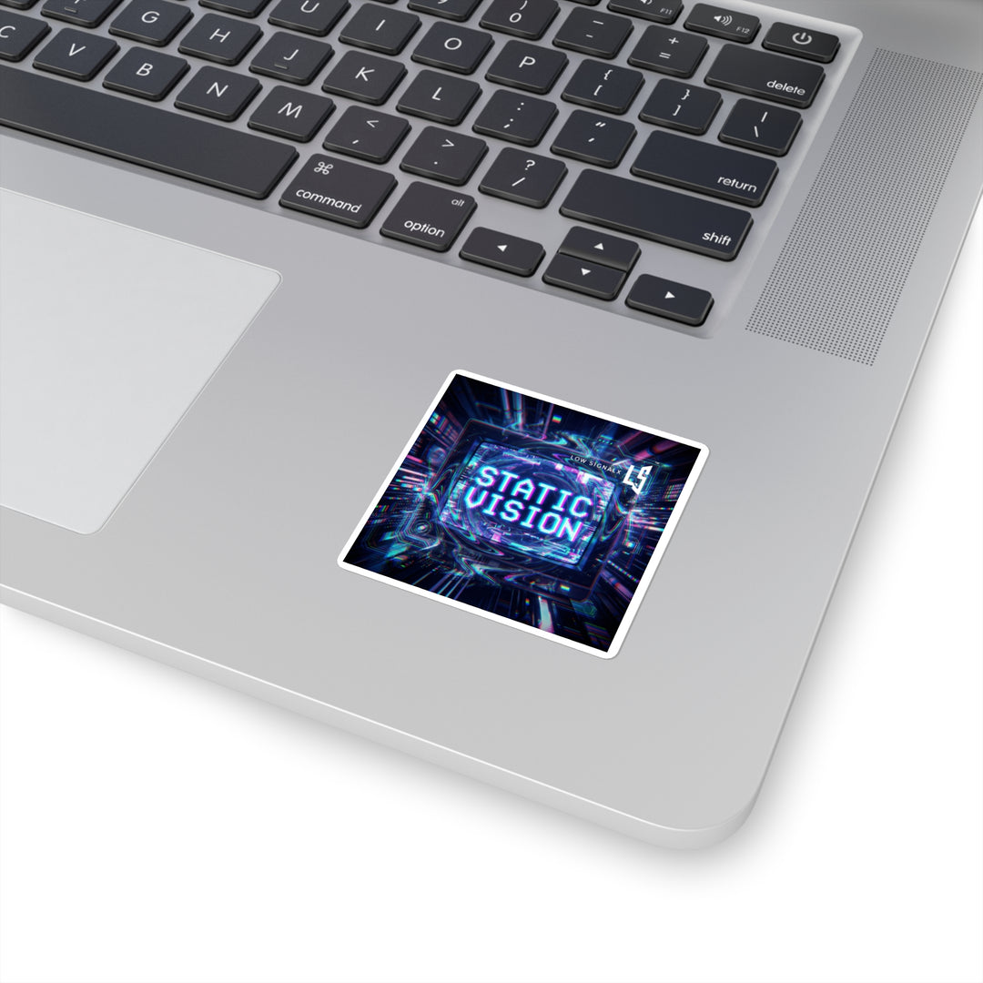 Static Vision — Retro Glitch Cyberpunk Laptop Decal