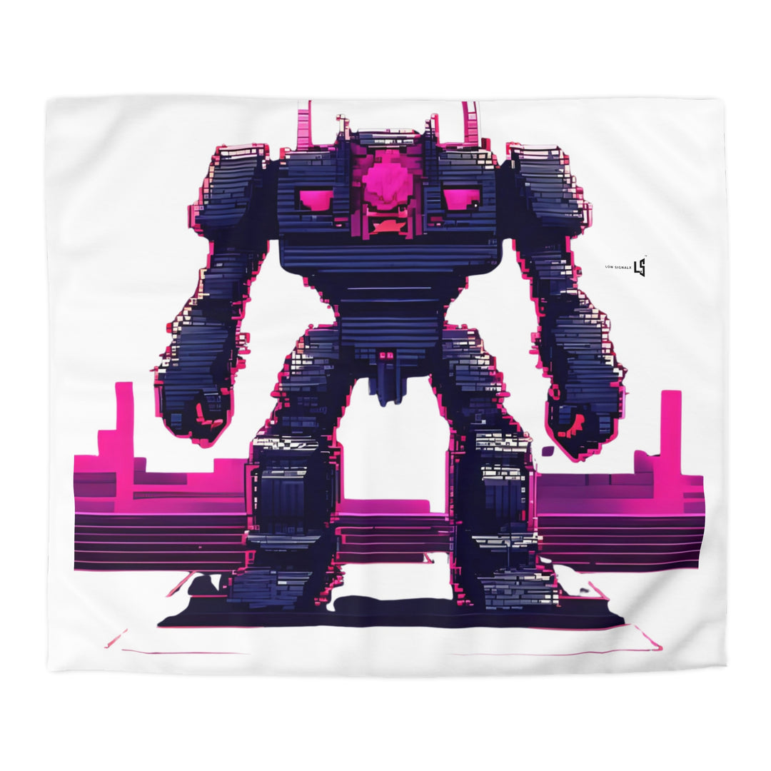 Low SignalX™ Sentinel Robot Duvet Cover — Cyberpunk Geometric Bedding