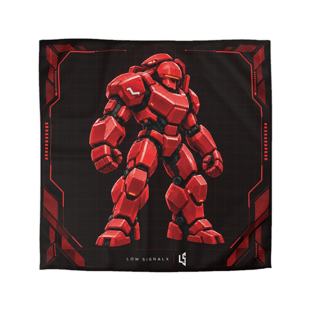 Low SignalX™ War Mech — Crimson Armor Duvet Cover