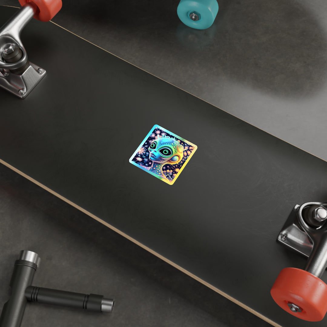 Holographic Alien Die-Cut Stickers | Psychedelic Art, Stickers for Laptops, Journals, Water Bottles, Skateboards