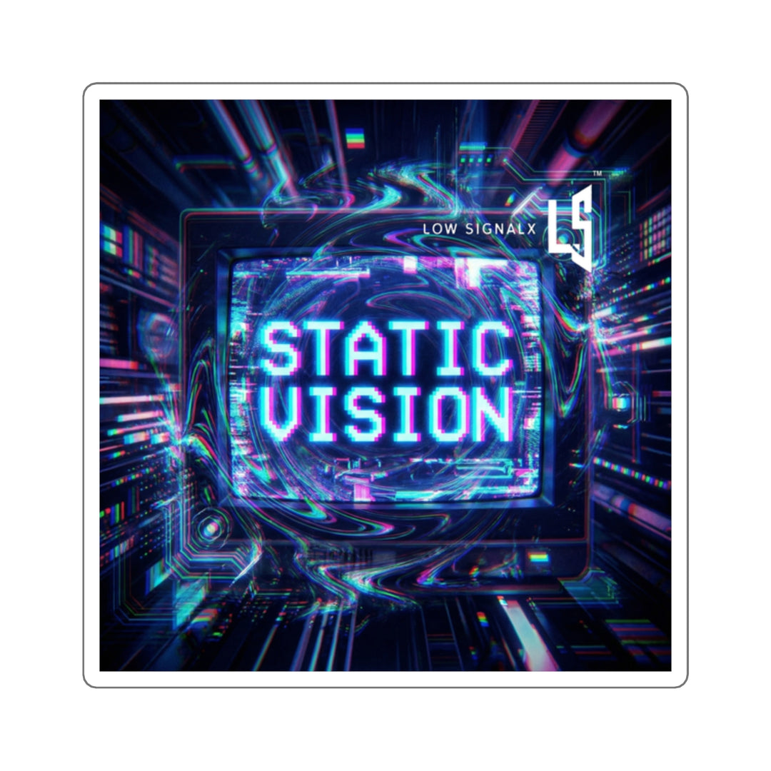 Static Vision — Retro Glitch Cyberpunk Laptop Decal