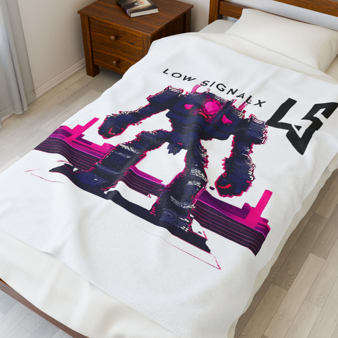 Retro Robot Velveteen Plush Blanket, Cozy Throw for Gaming Fans, Perfect Gift for Birthdays, Home Decor, Plush Blanket