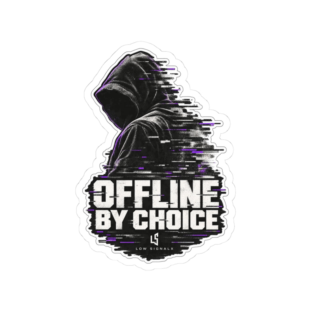 Offline by Choice — Low SignalX Glitch Figure Kiss-Cut Sticker