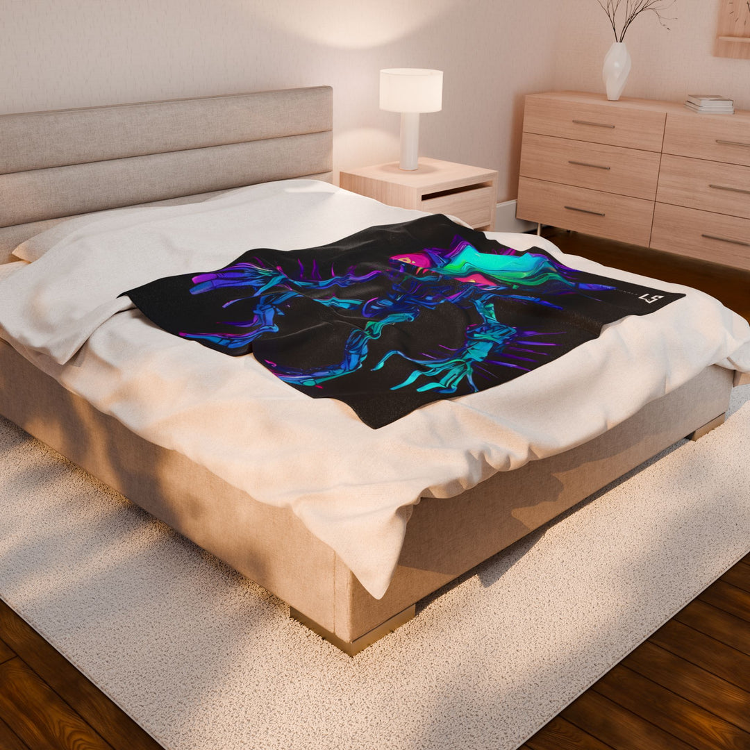 Funky Alien Velveteen Plush Blanket, Cozy Throw for Sci-Fi Lovers, Perfect for Movie Nights, Unique Gift for Birthdays, Ideal for Home Decor