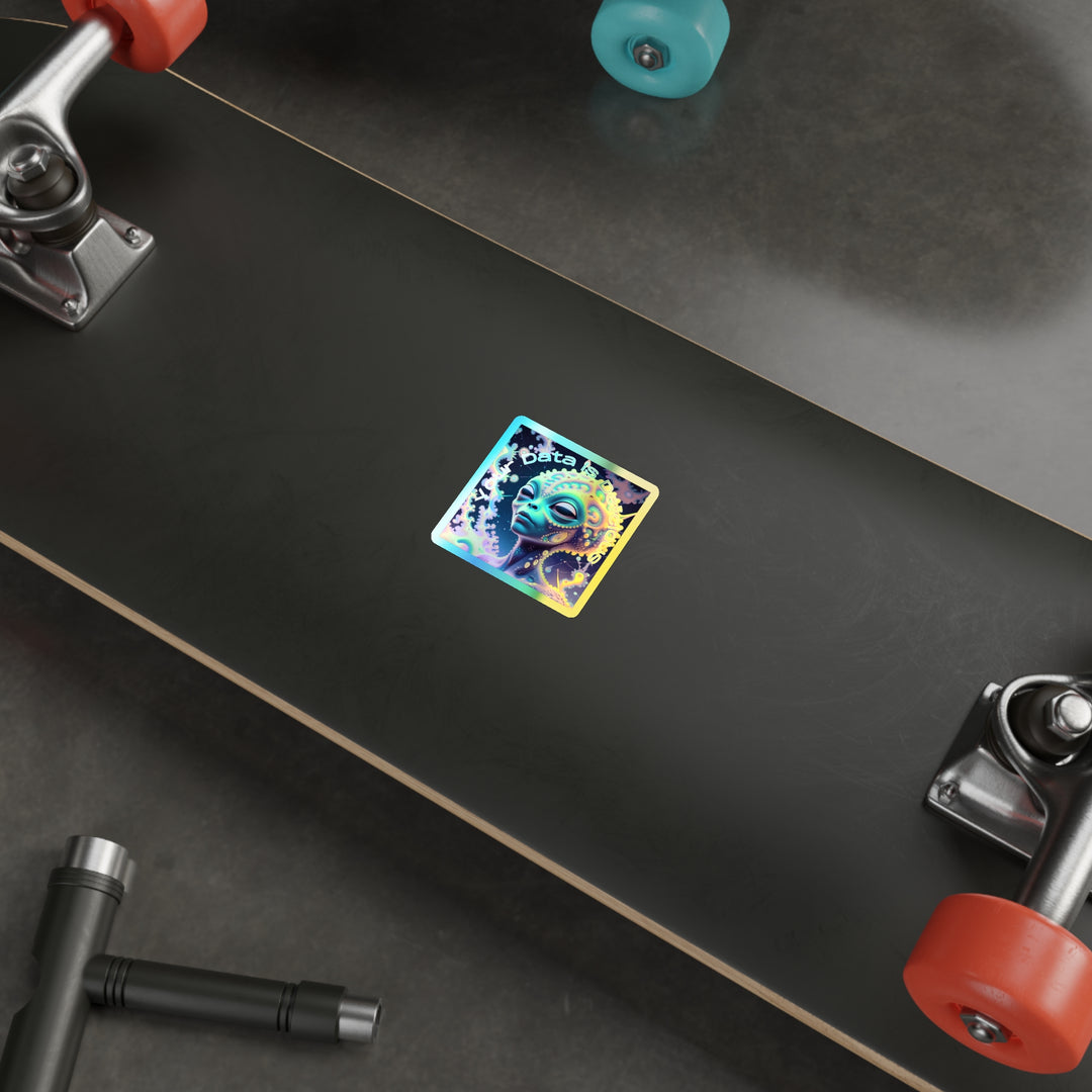 Holographic Alien Die-Cut Stickers - Cosmic Vibes, Laptop Decor, Skateboard, Gift for Sci-Fi Lovers, Unique Art