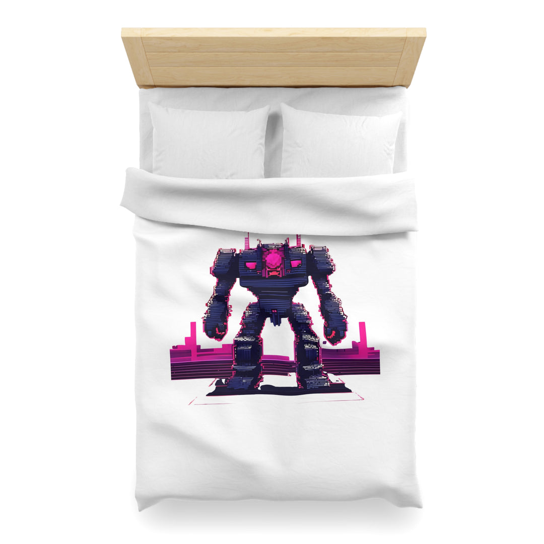 Futuristic Robot Microfiber Duvet Cover, Geek Home Decor, Gift for Gamers, Cyberpunk Bedroom, Unique Bedding