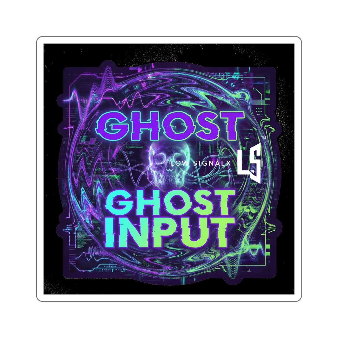 Ghost Input Square Sticker — Neon Cyberwave Laptop Decal