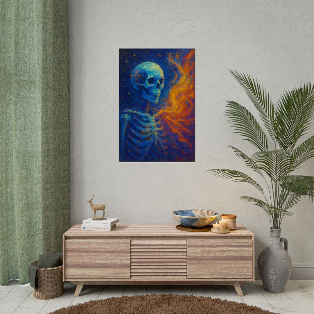 Vibrant Skeleton Wall Art Poster, Unique Home Decor, Halloween Decor, Gift for Art Lovers, Colorful Skeleton Print