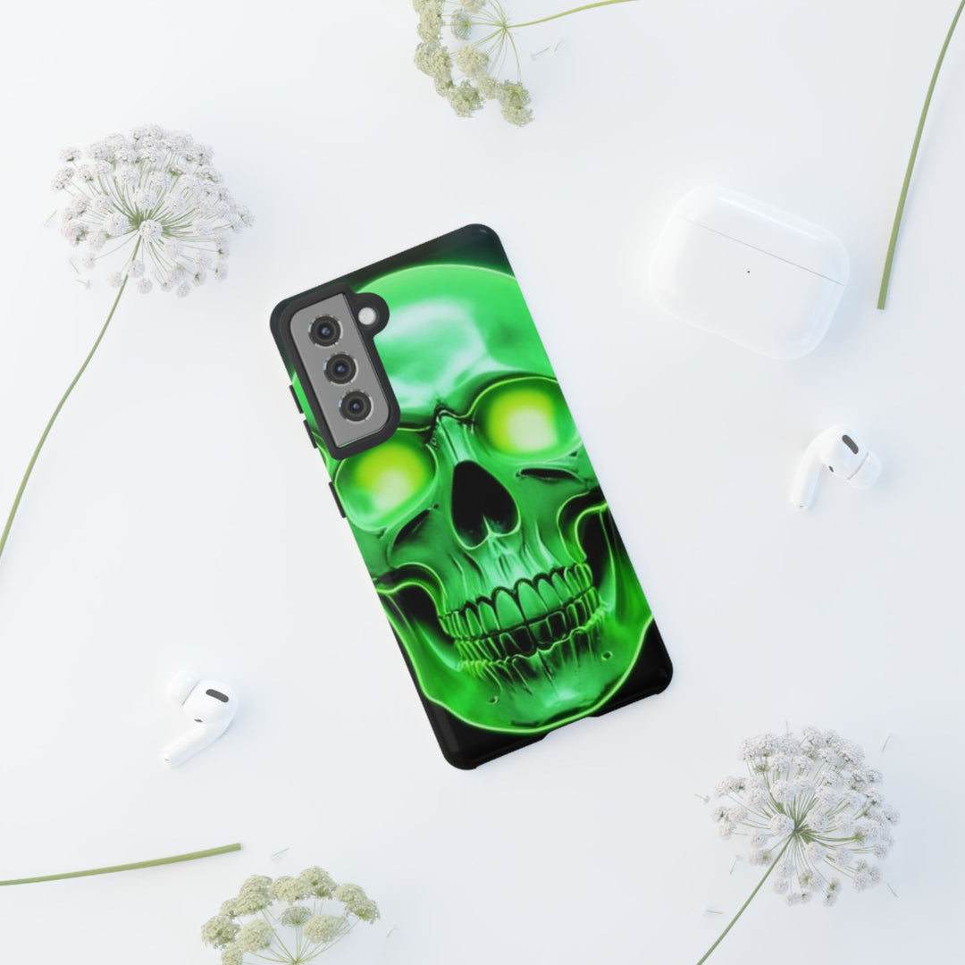Samsung Galaxy S25 - S21 Glow-in-the-Dark Skull Phone Case - Tough Cases for Halloween & Everyday Use