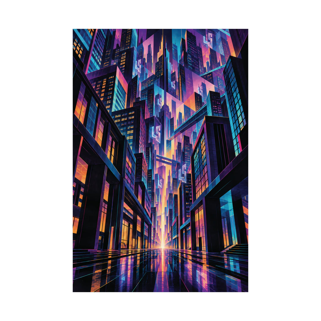 Low SignalX™ Fractured Signal — Psychedelic Cityscape Matte Poster