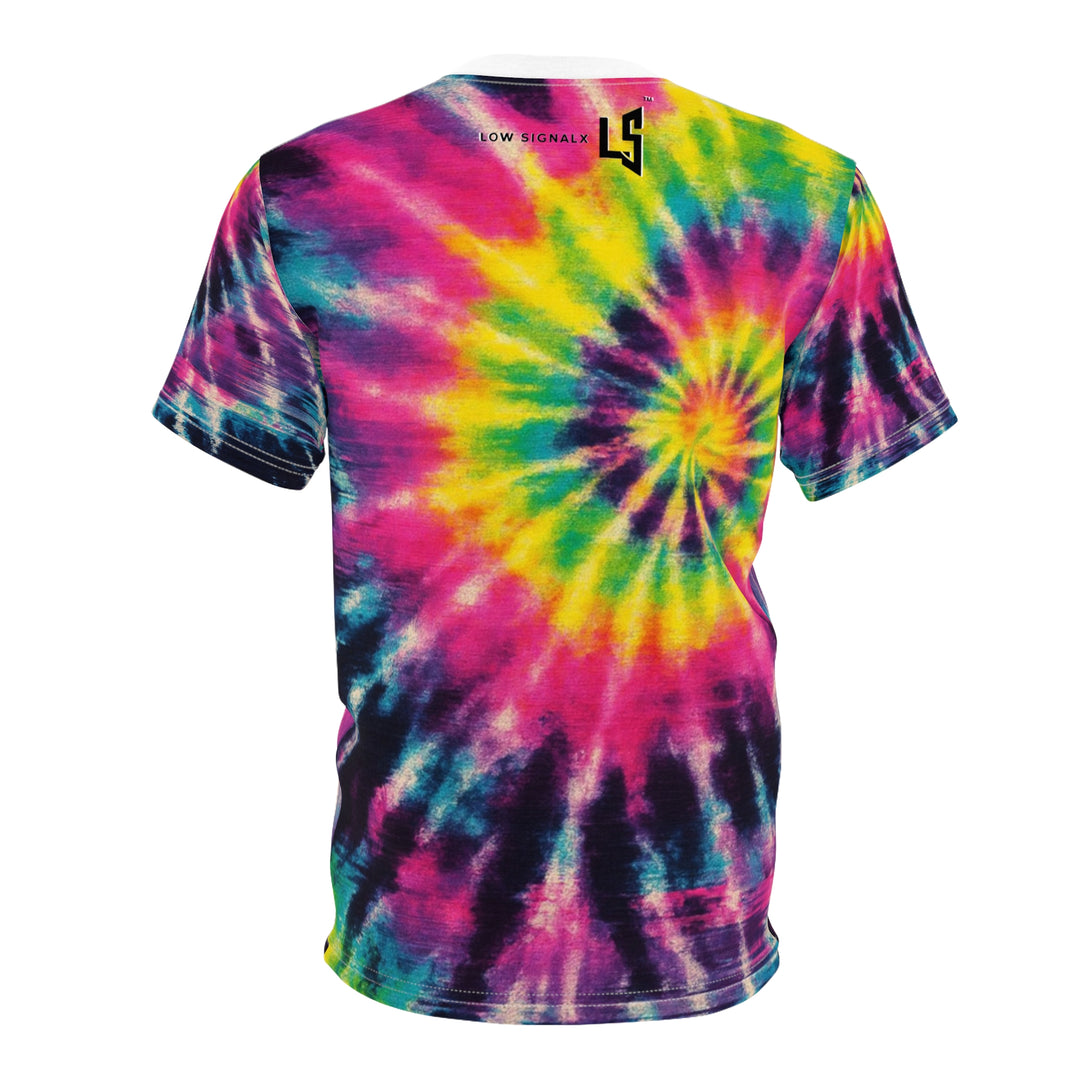 Tie-Dye Skull Graphic Tee — "Low Signal X" All-Over Print