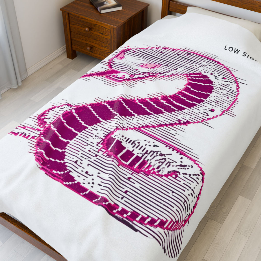 Stylish Velveteen Plush Blanket with Pink Snake Design, Cozy Throw, Gift for Home Decor, Unique Bedding, Comfortable Lounge Accessory