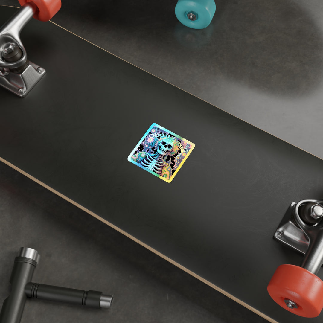 Vibrant Holographic Die-Cut Stickers | Artistic Skull Design | Perfect for Skateboards, Laptops, Water Bottles, Gifts, Halloween