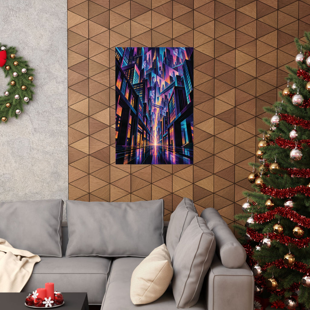 Low SignalX™ Fractured Signal — Psychedelic Cityscape Matte Poster