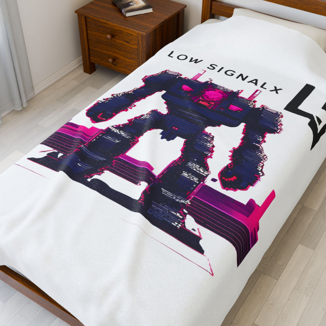 Retro Robot Velveteen Plush Blanket, Cozy Throw for Gaming Fans, Perfect Gift for Birthdays, Home Decor, Plush Blanket
