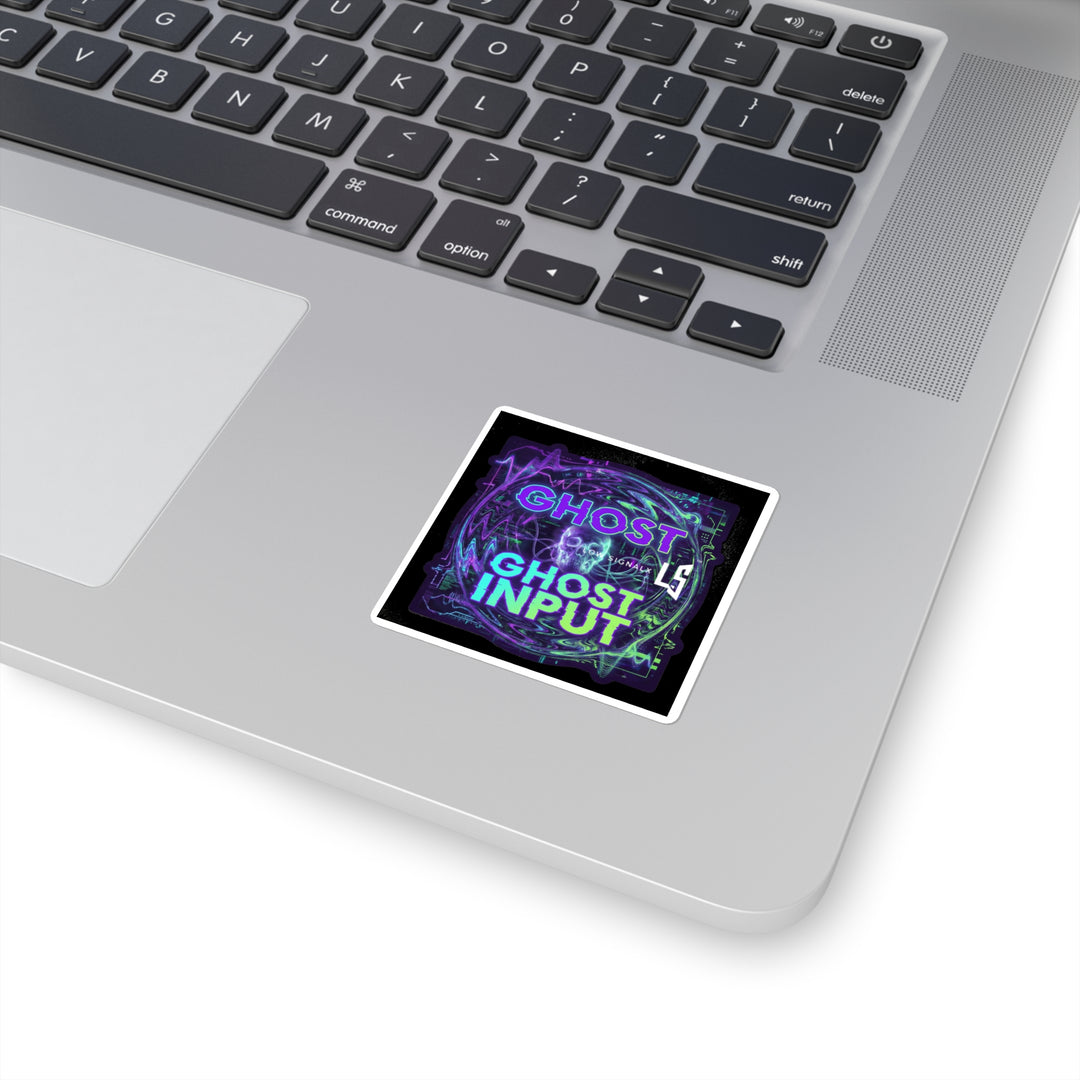 Ghost Input Square Sticker — Neon Cyberwave Laptop Decal