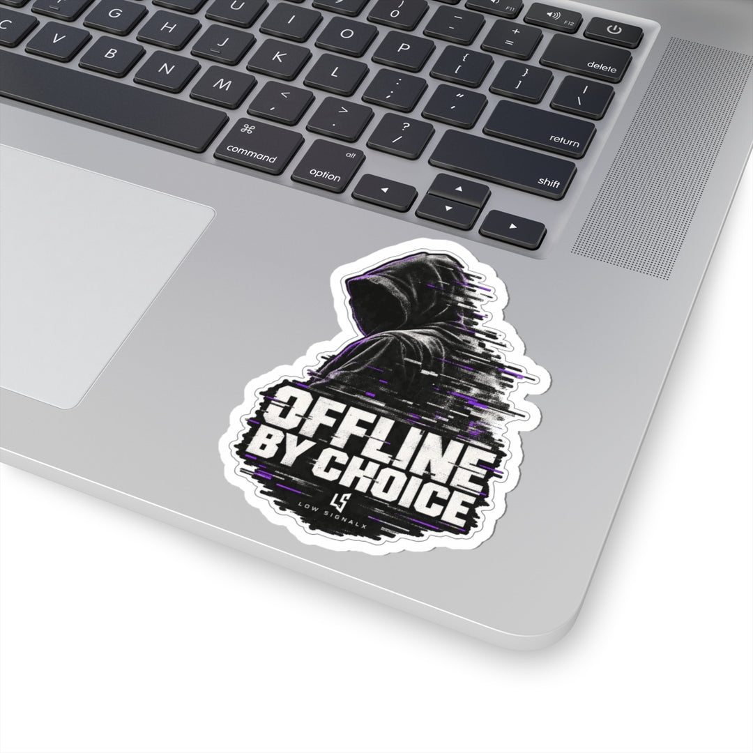 Offline by Choice — Low SignalX Glitch Figure Kiss-Cut Sticker
