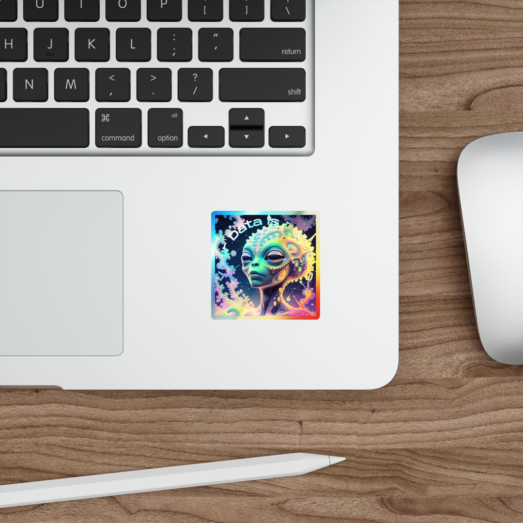 Holographic Alien Die-Cut Stickers - Cosmic Vibes, Laptop Decor, Skateboard, Gift for Sci-Fi Lovers, Unique Art