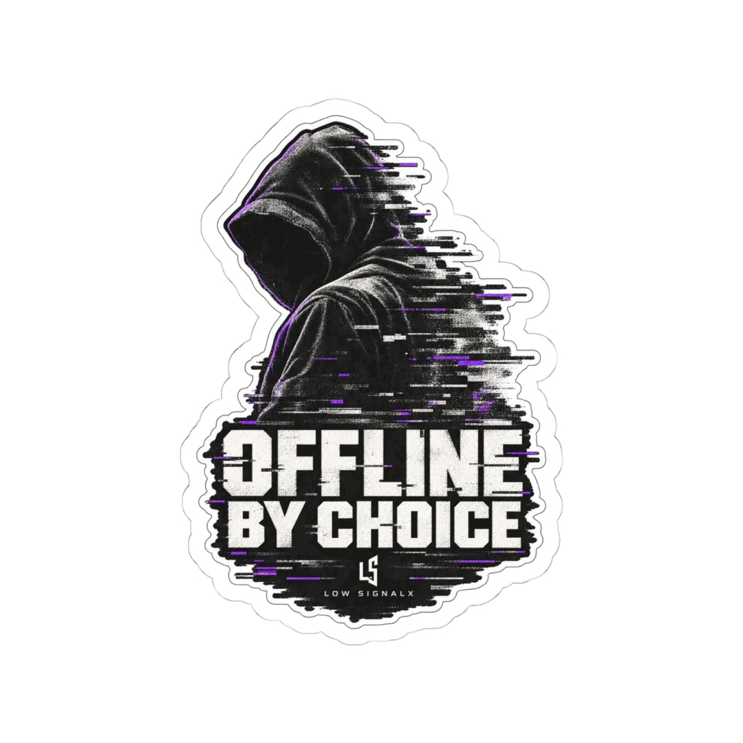 Offline by Choice — Low SignalX Glitch Figure Kiss-Cut Sticker