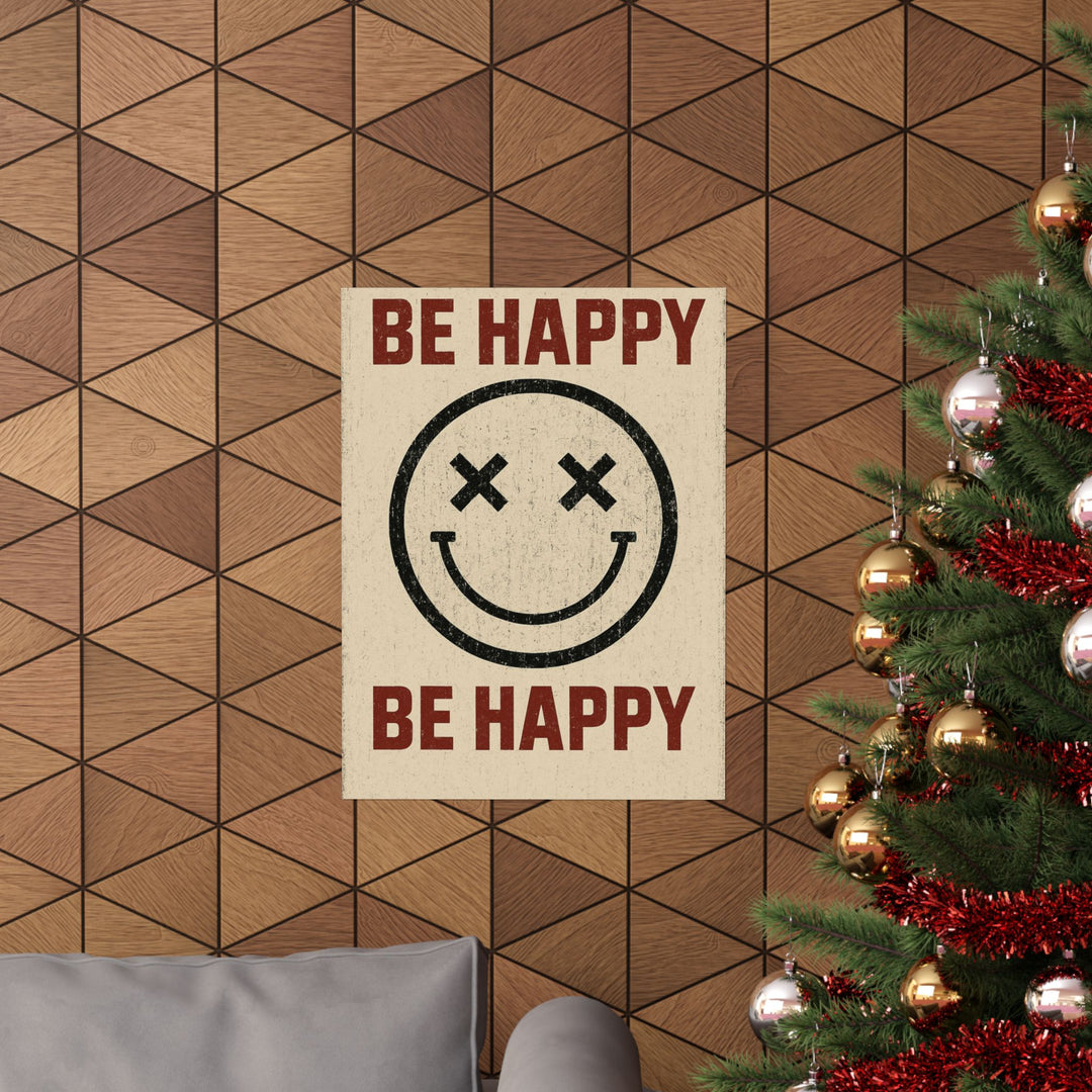 Be Happy Poster, Inspirational Wall Art, Motivational Decor, Vintage Style, Home Office Decoration, Gift for Friends