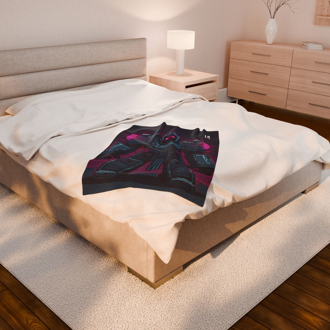 Futuristic Robot Plush Blanket, Cozy Throw for Gaming, Cyberpunk Decor, Ideal Gift for Tech Lovers, Warm Soft Blanket