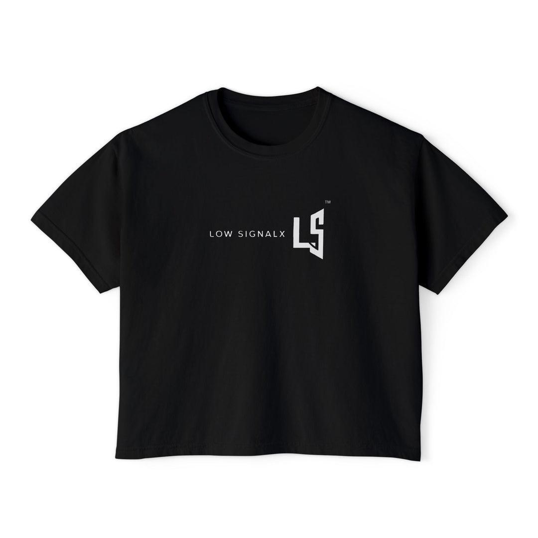 Low SignalX — Women’s Essential Boxy Logo Tee | Black