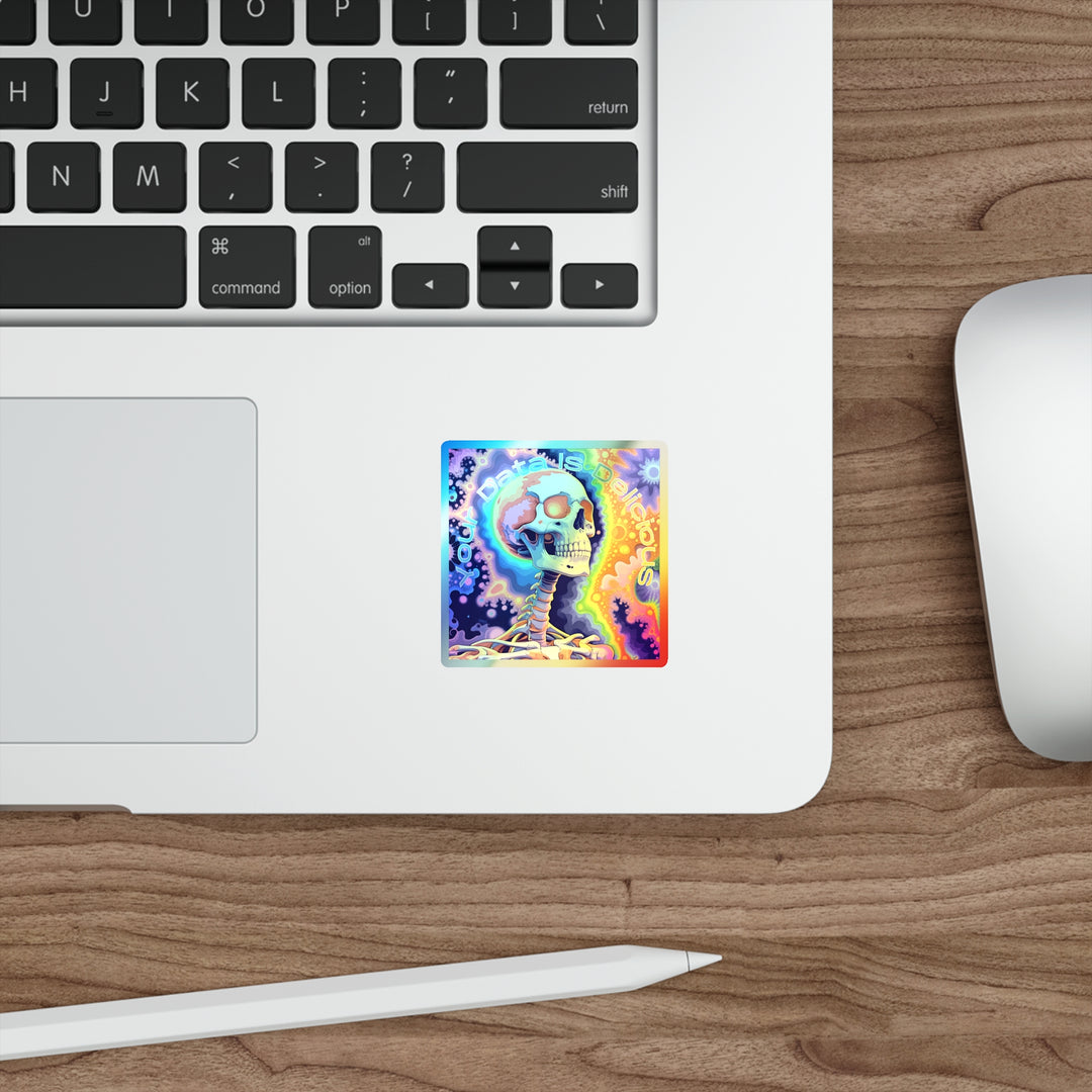 Colorful Holographic Die-Cut Stickers | Cosmic Skeleton Art | Fun for Laptops, Water Bottles, Skateboards, Gift for Gamers, Festival Decor