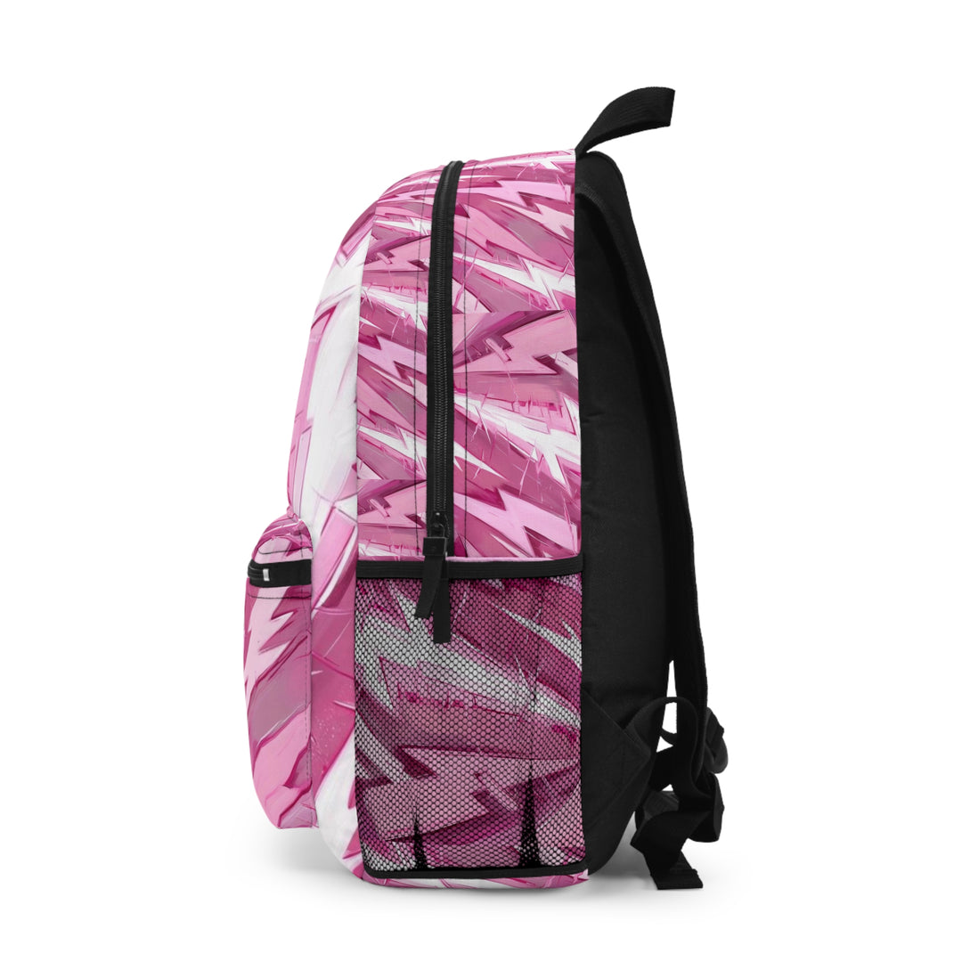 Vibrant Pink Lightning Pattern Backpack - Stylish and Functional for School or Travel